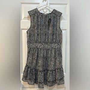 NWT Express Animal Print Tiered Dress Sleeveless Ruffle Hem Zip Close Back Sz L